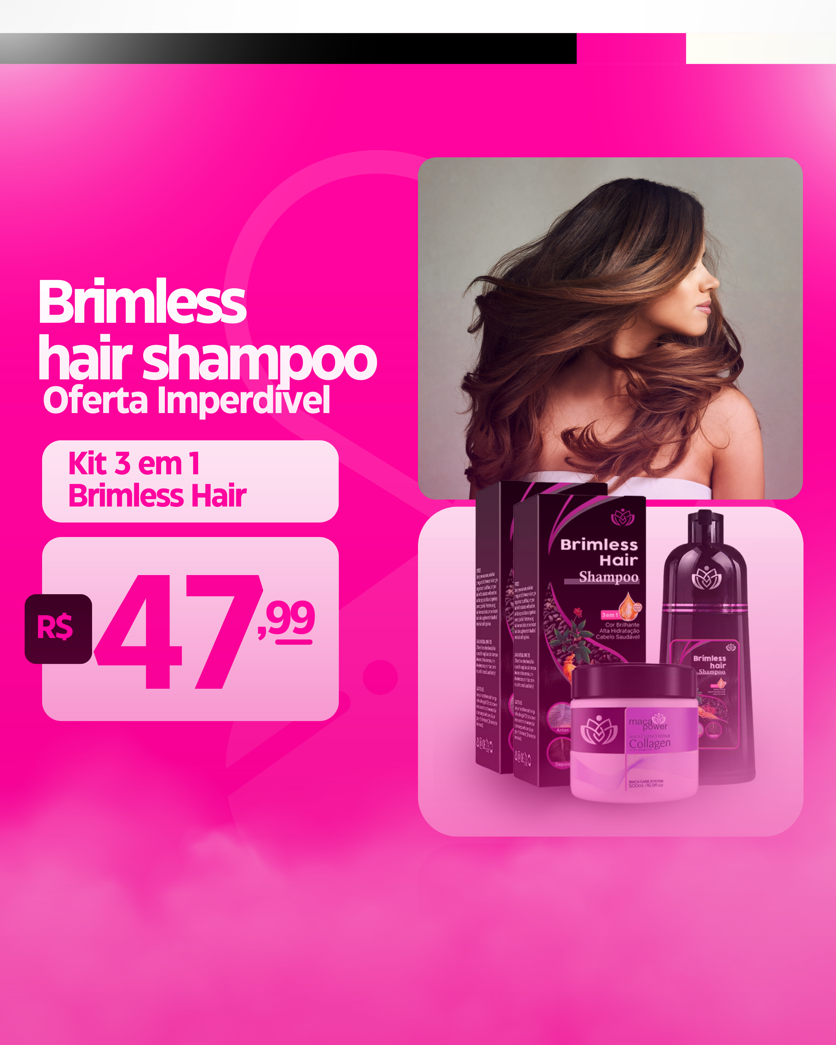Shampoo Brimless Botânico 3 em 1: Cor Natural em Segundos - KIT 3 EM 1 - 7